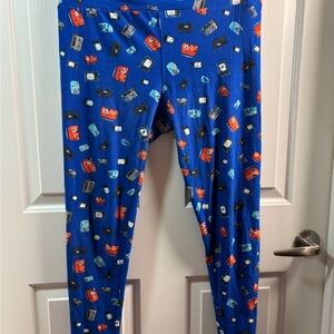 Retro Blue Graphic Print Fabric